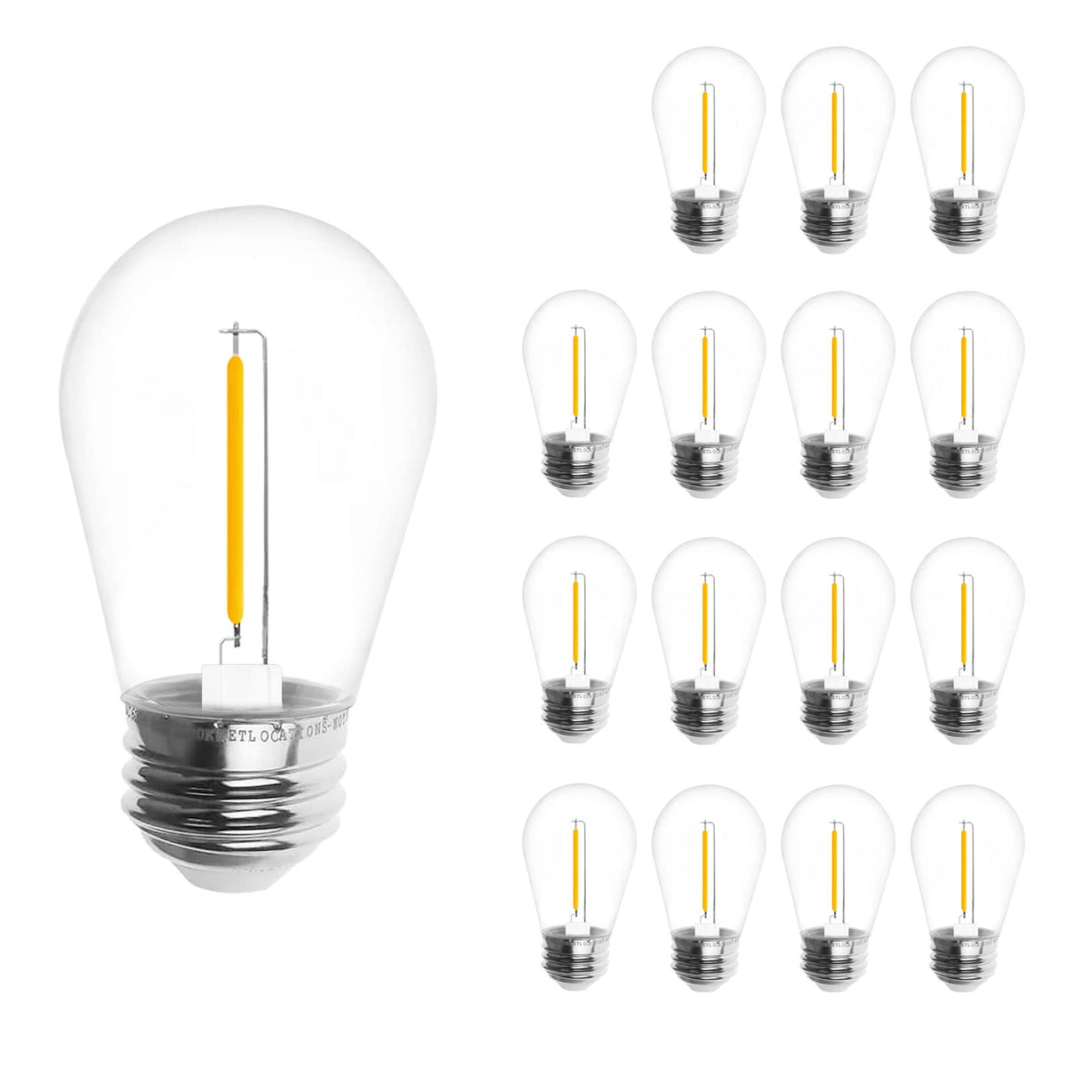Jslinter S14 solar bulbs deliver energy-efficient lighting for outdoor strings.