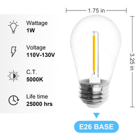 Jslinter S14 outdoor garden lit bulb installed on string lights for patios.