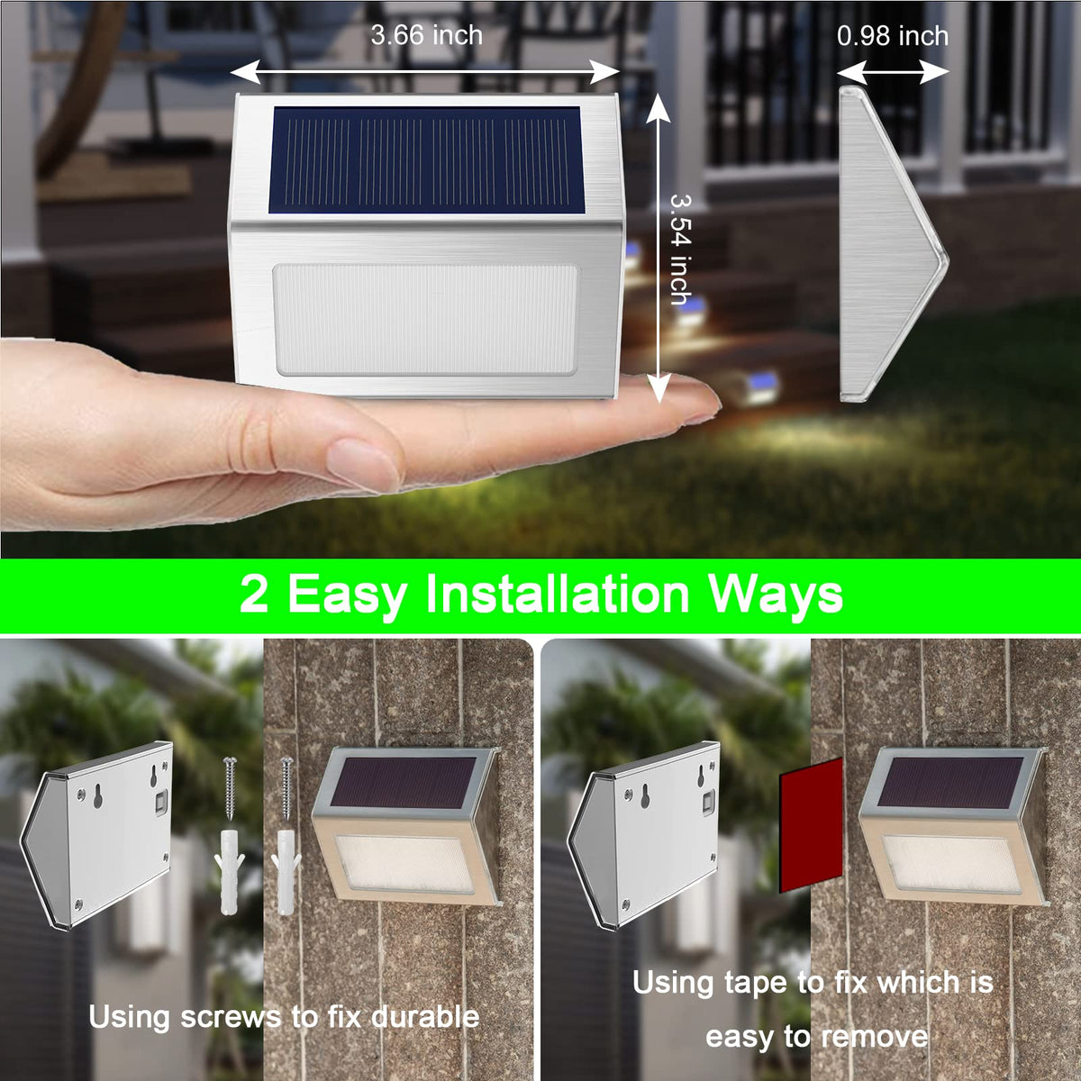 JSOT backyard ambience lighting installed quickly on flat surfaces for easy setup.