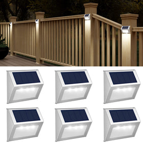 JSOT Outdoor Solar Lights on fence post provide bright, efficient pathway illumination.
