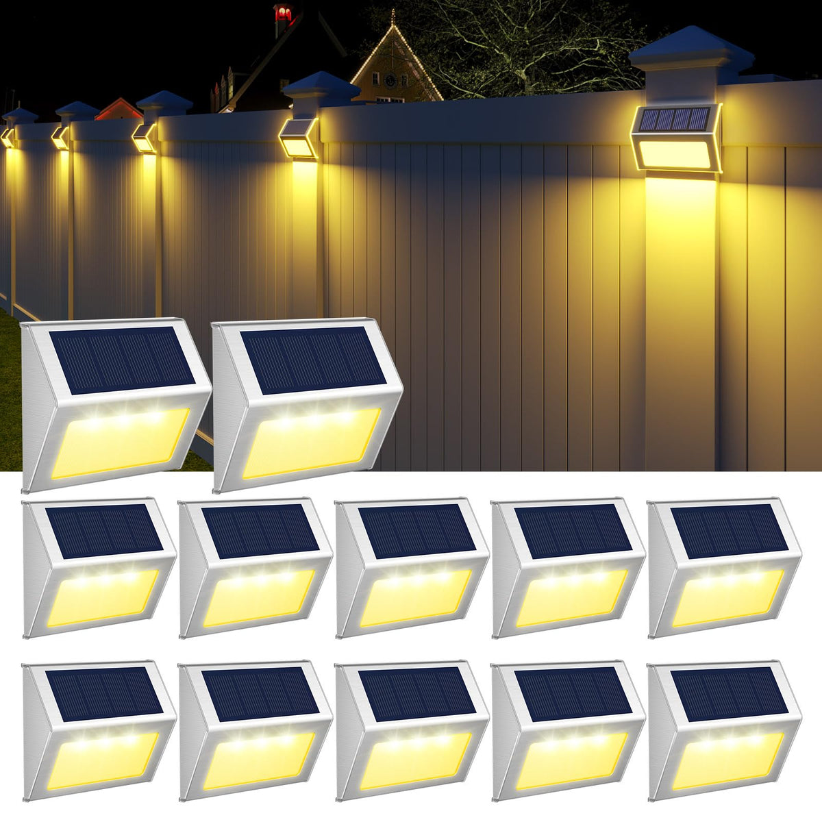 JSOT solar deck lights on fence provide reliable evening illumination