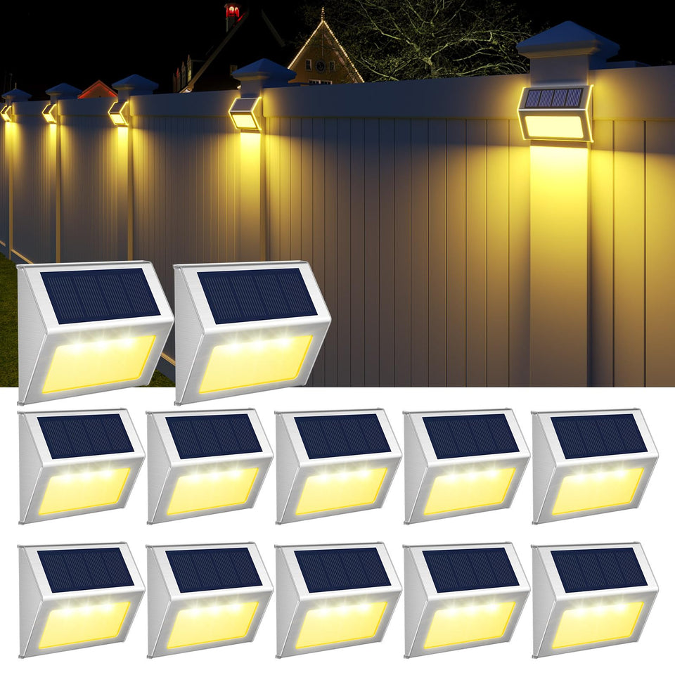 JSOT solar deck lights on fence provide reliable evening illumination