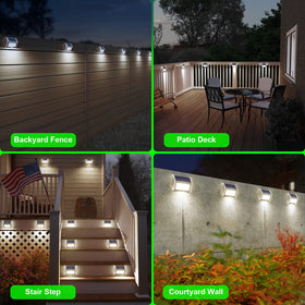 JSOT solar fence lights illuminating a garden path at night