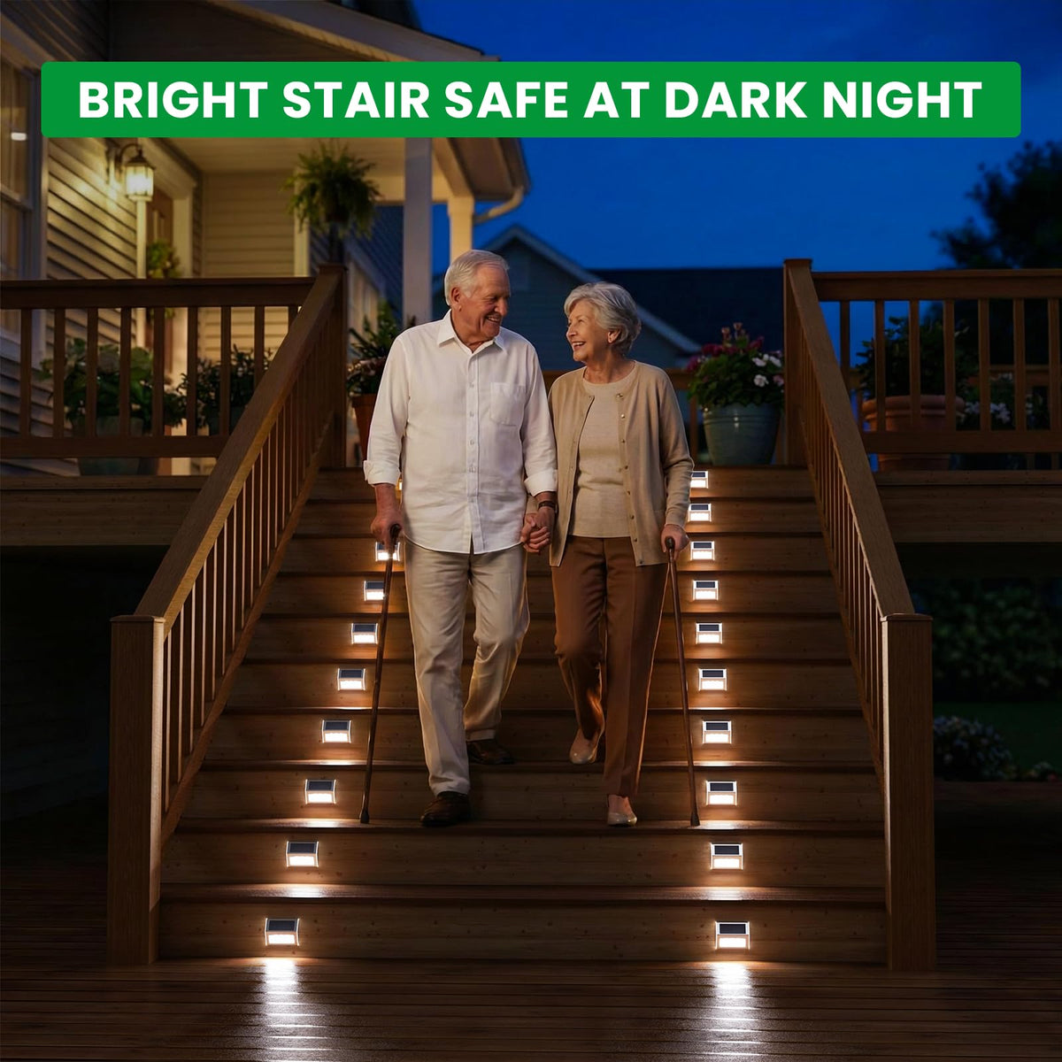 JSOT stair light guides steps with cool white illumination.