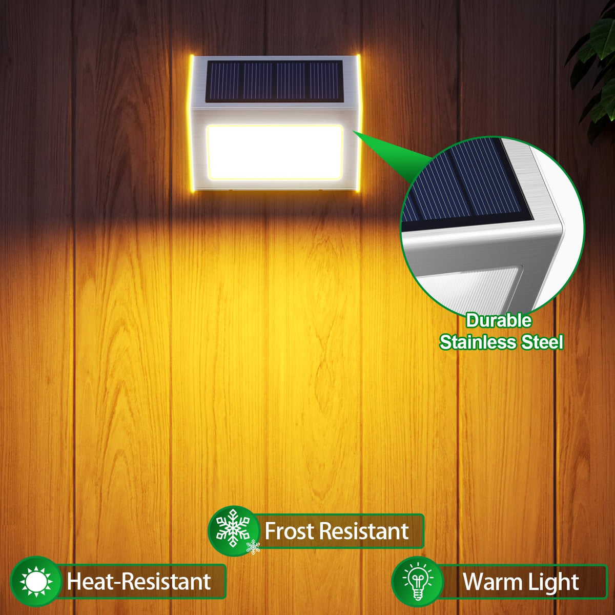 JSOT solar post light guides nighttime path with gentle warmth