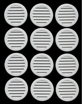 JSP Manufacturing 3-inch round plastic louver vent for easy, secure installation.