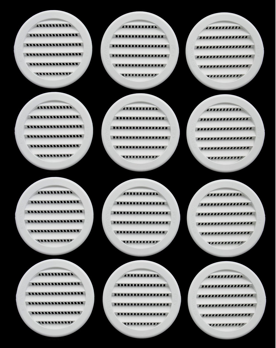 JSP Manufacturing 3-inch round plastic louver vent for easy, secure installation.