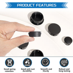 JTAREA snap-on hole plug demonstrates secure fit and quick installation.