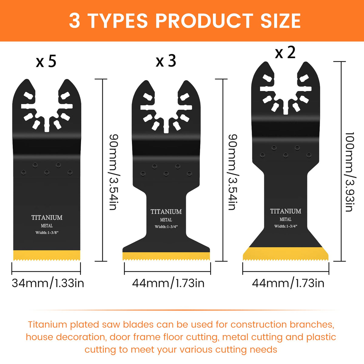 JTWEB titanium oscillating blade 1-3/4 inch set for precise cuts.