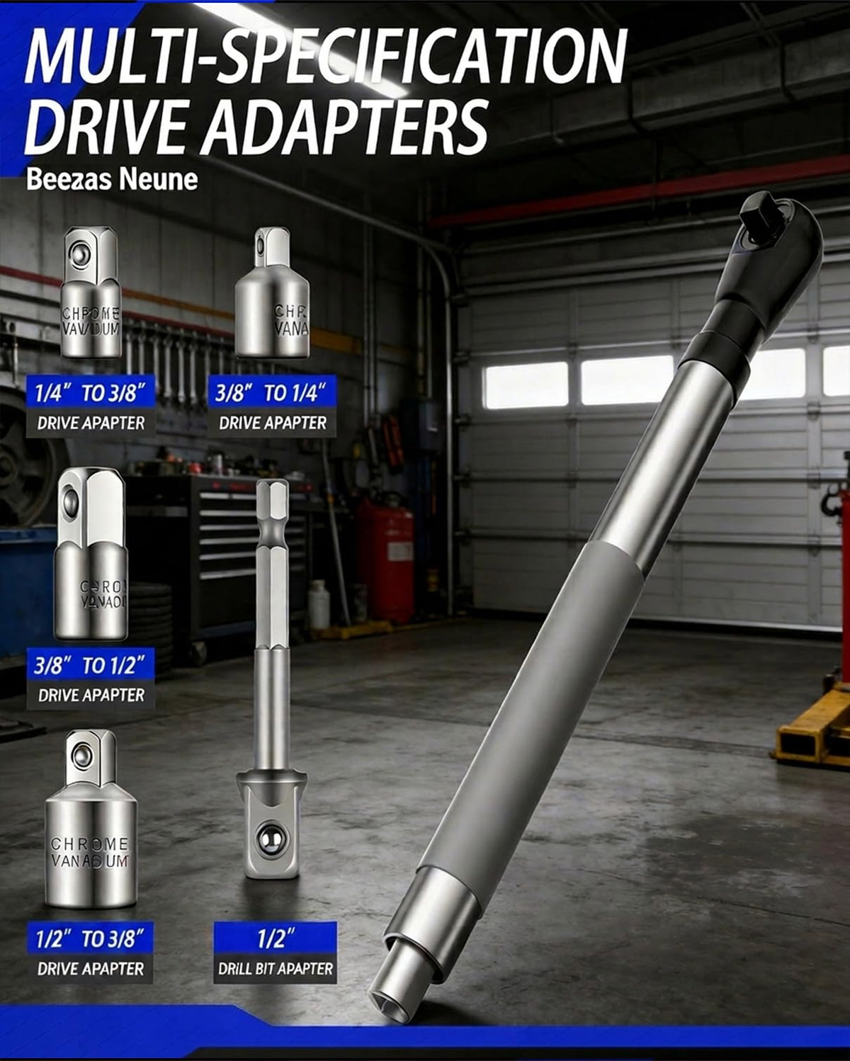 JTZWN impact ratchet extender attached to drill for easier loosening tasks