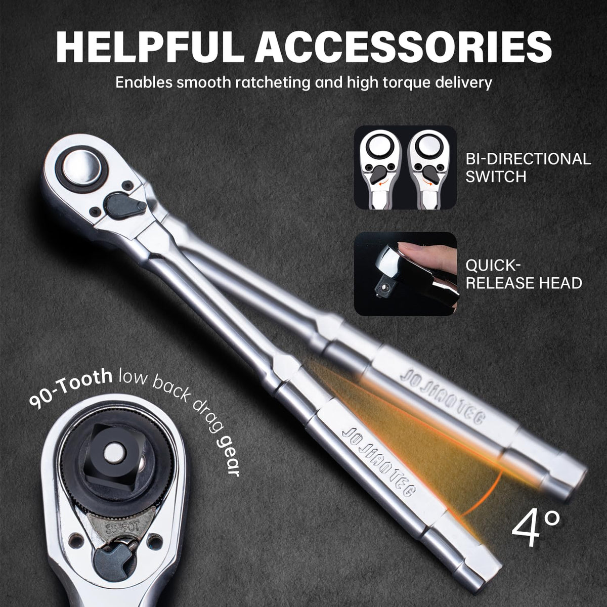 JU JIAN TEC 6-inch extension bar adds reach for hard-to-access fasteners