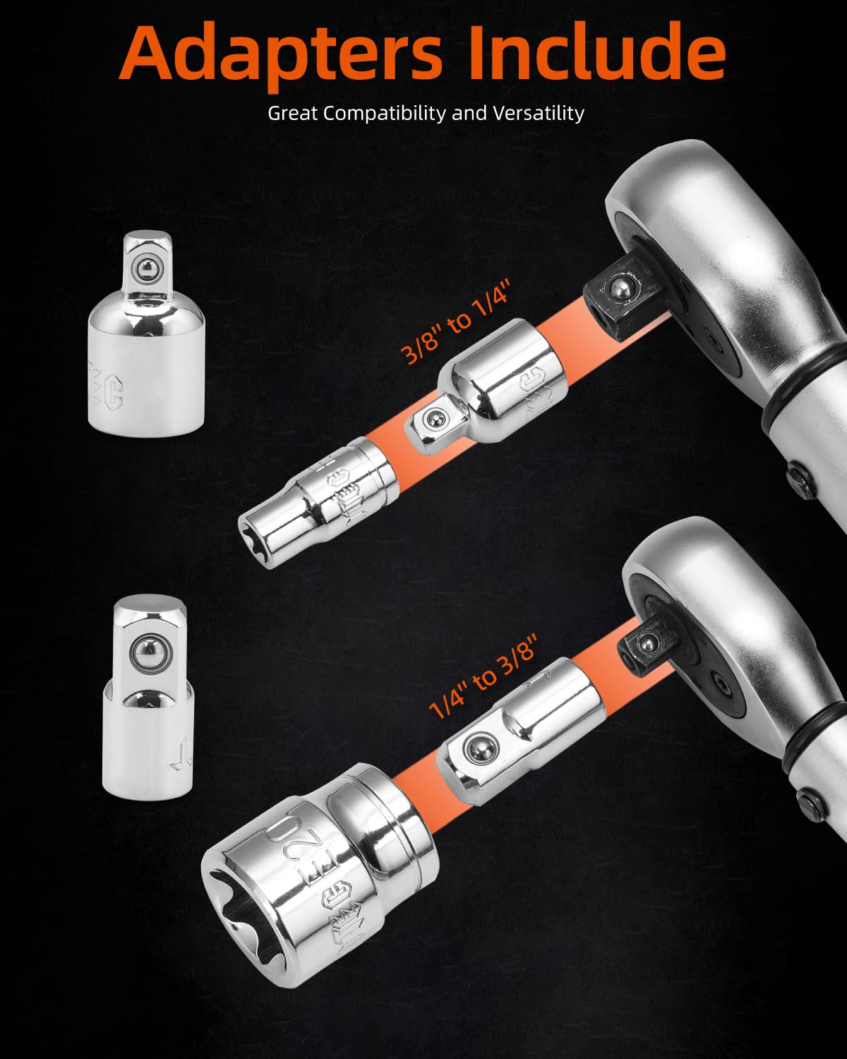 Socket with clear size stamping for quick identification.