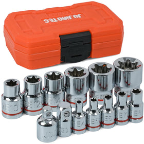 JU JIAN TEC E-Torx socket set in a rugged molded case for portability.