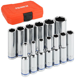 JU JIAN TEC 13-piece socket set in molded case for organized storage