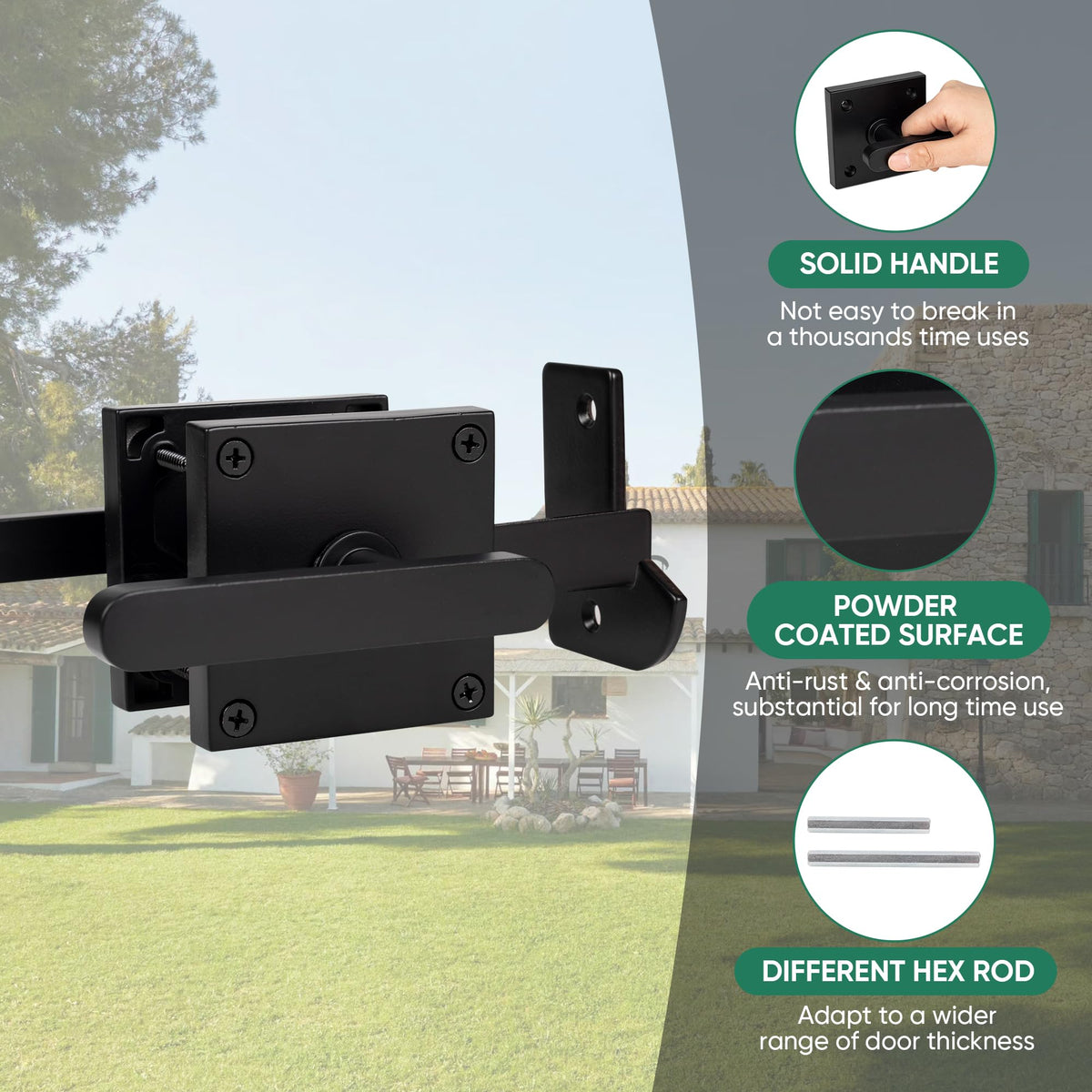 JUBEST packaging image indicates ready-to-install latch kit and hardware
