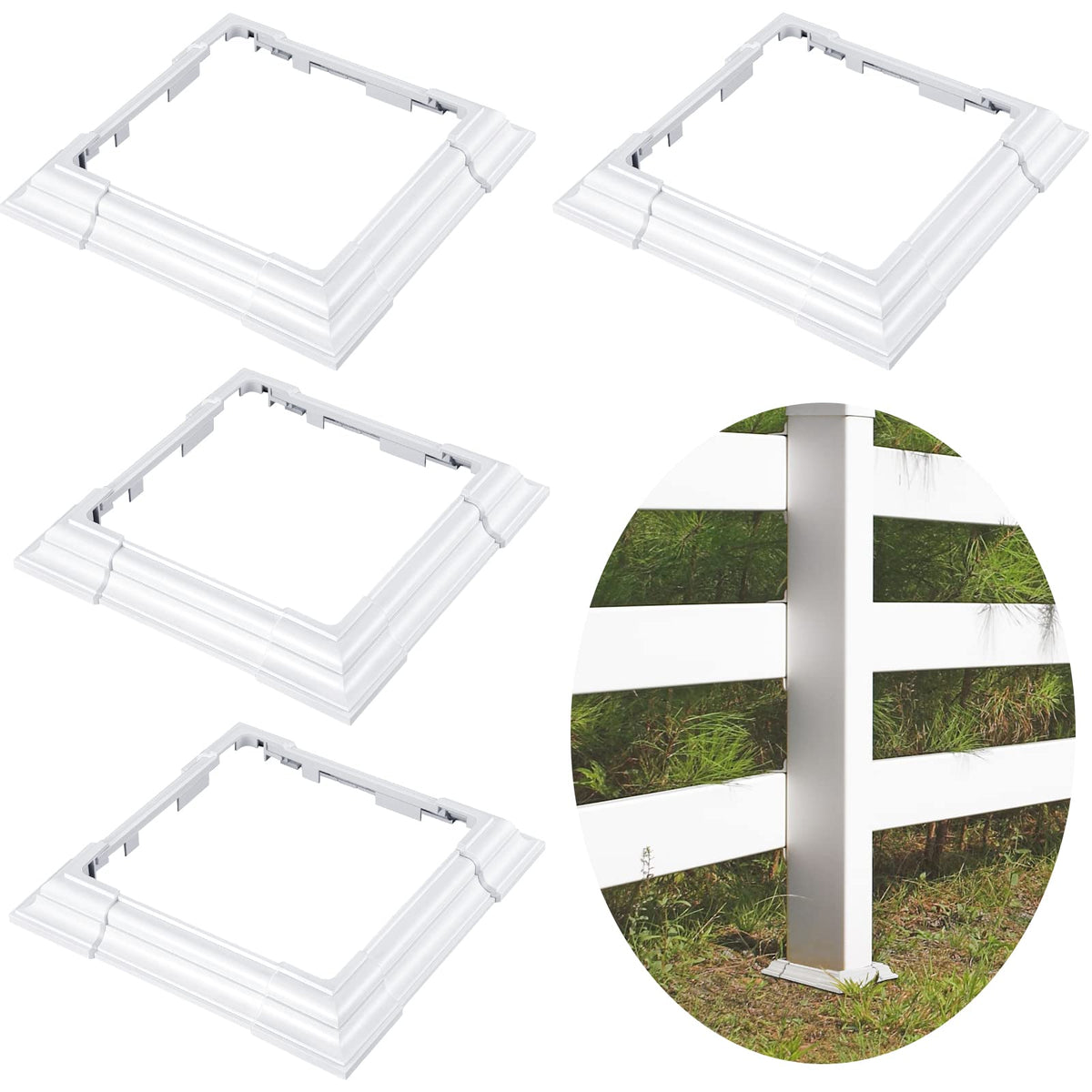 Juexica vinyl post sleeve in white wraps outdoor wood posts for a clean look.