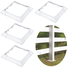 Juexica vinyl post sleeve in white wraps outdoor wood posts for a clean look.