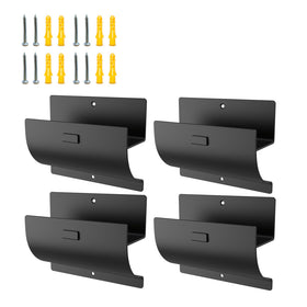 Juformin heavy-duty ladder hanger mounted on garage wall saves space and keeps ladders secure.