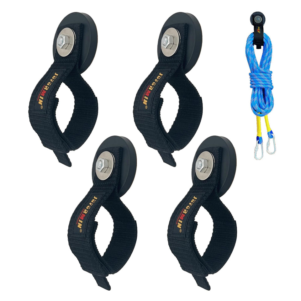 Juformin heavy-duty magnetic hook on steel surface for clutter-free garage storage