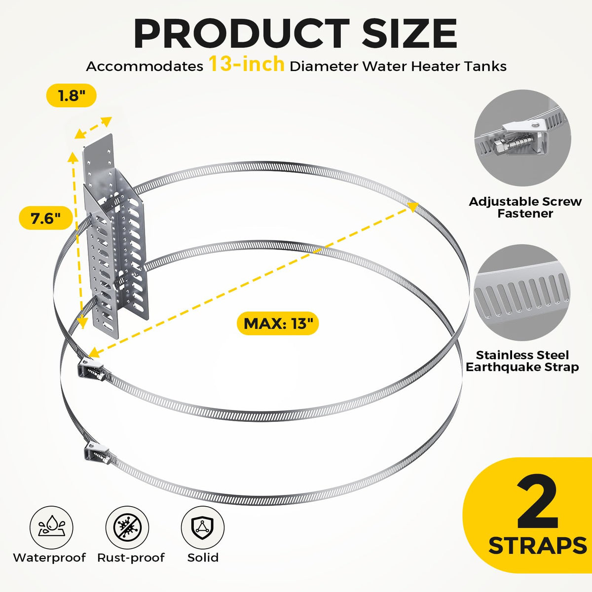 JUGGHOME stainless steel anti-shock straps provide durable tank security