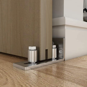 JUGREAT Barn Door Guide works with interior and exterior doors up to 2 1/8 in thick.
