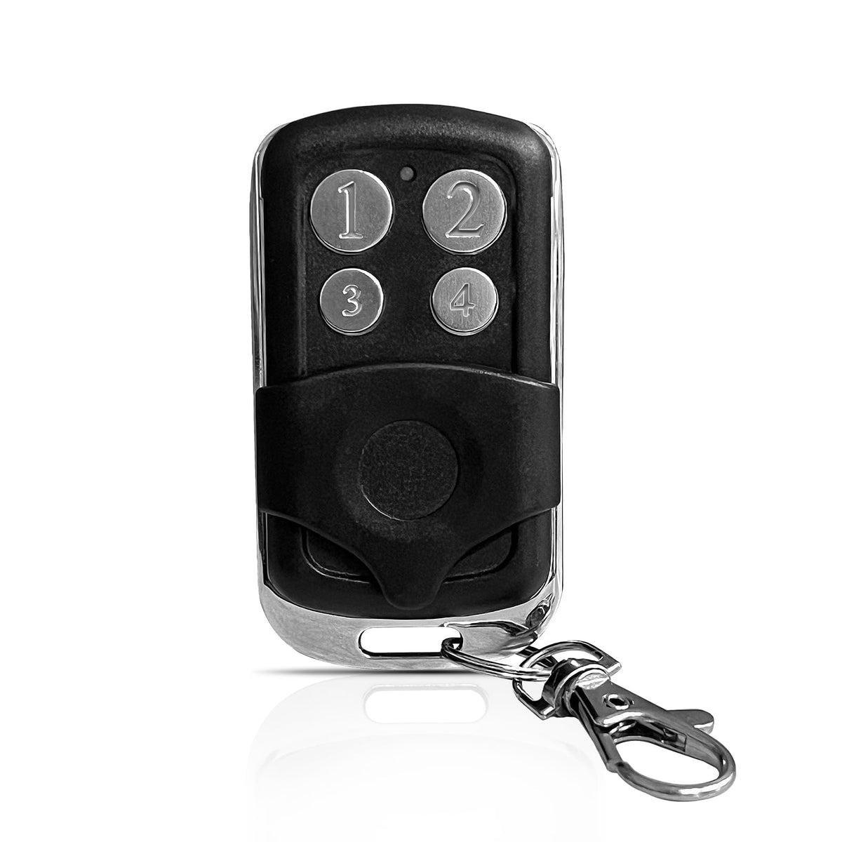 JUJIANG gate opener remote front view highlights compact design for easy access.