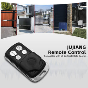 JUJIANG gate opener remote in car illustrates practical 100 ft range operation.