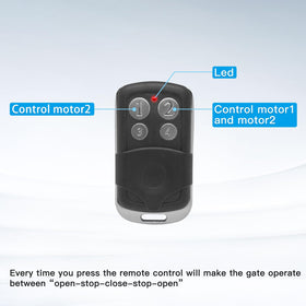 JUJIANG gate opener remote sliding-cover close-up demonstrates safety against accidental presses.