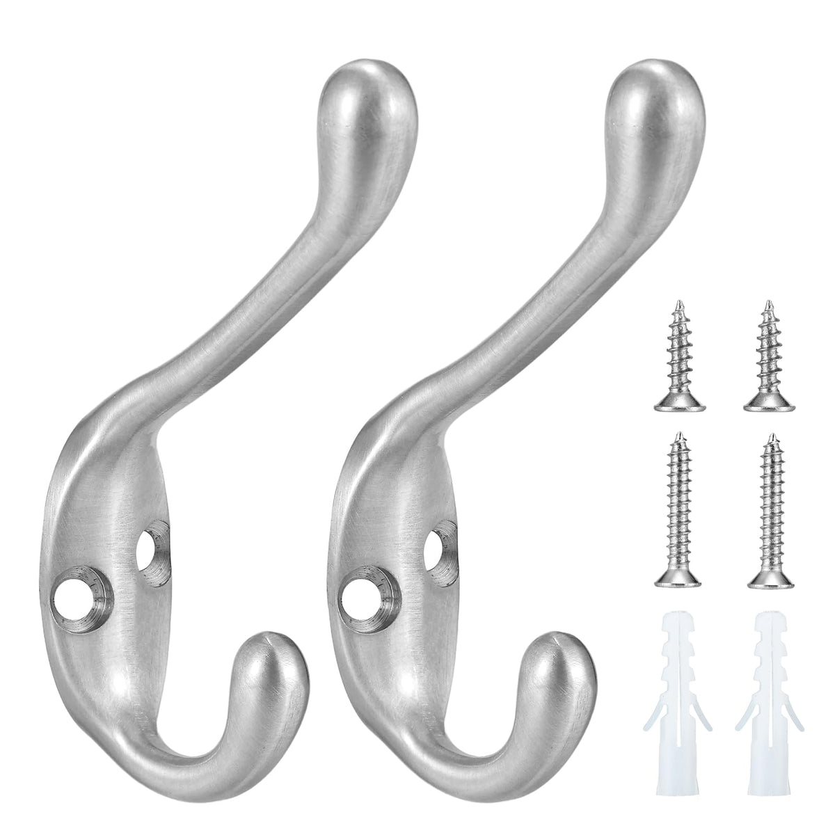 Jukzi Coat Hooks with brushed nickel finish for durable, stylish organization.