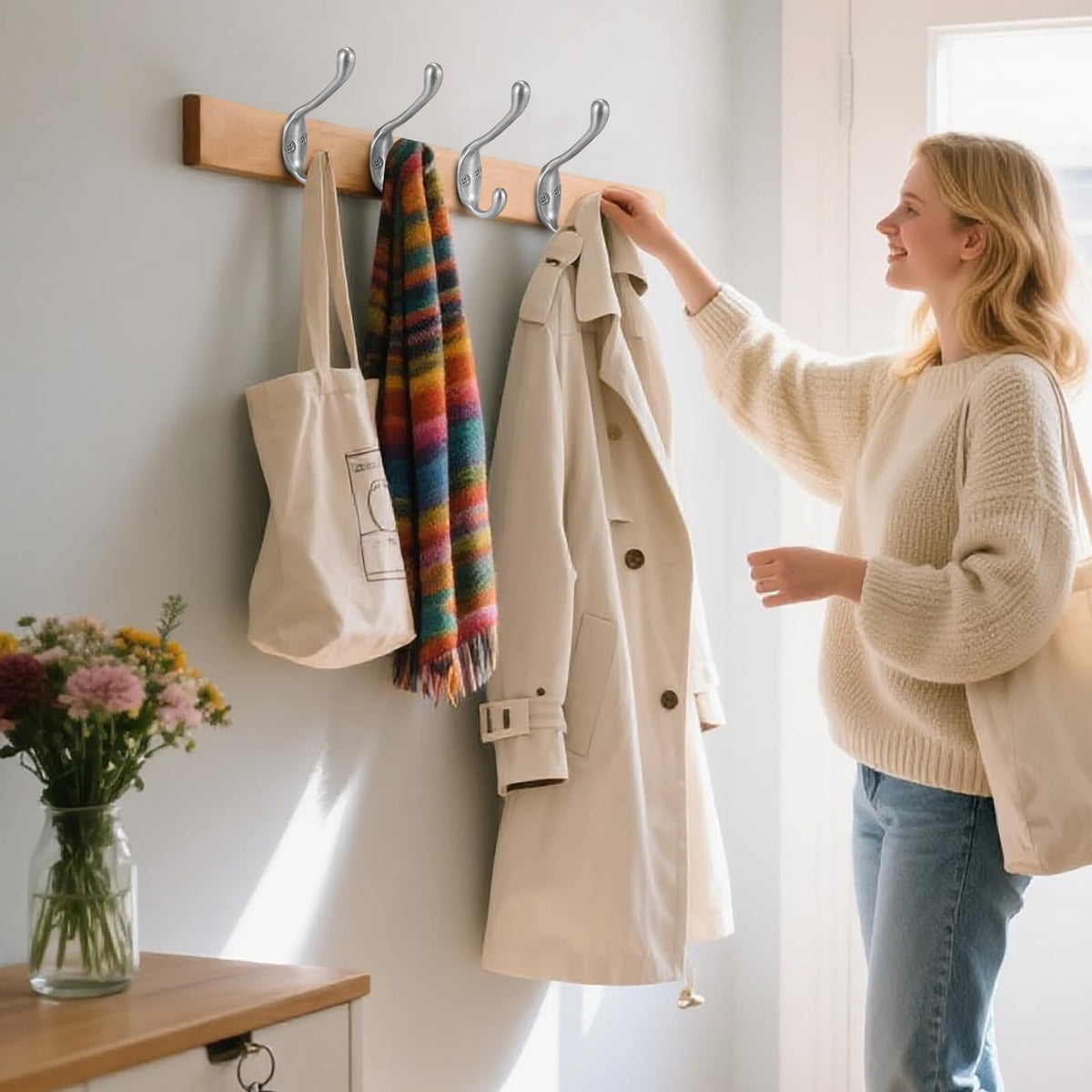 Modern hardware adds a sleek touch while reducing clutter.