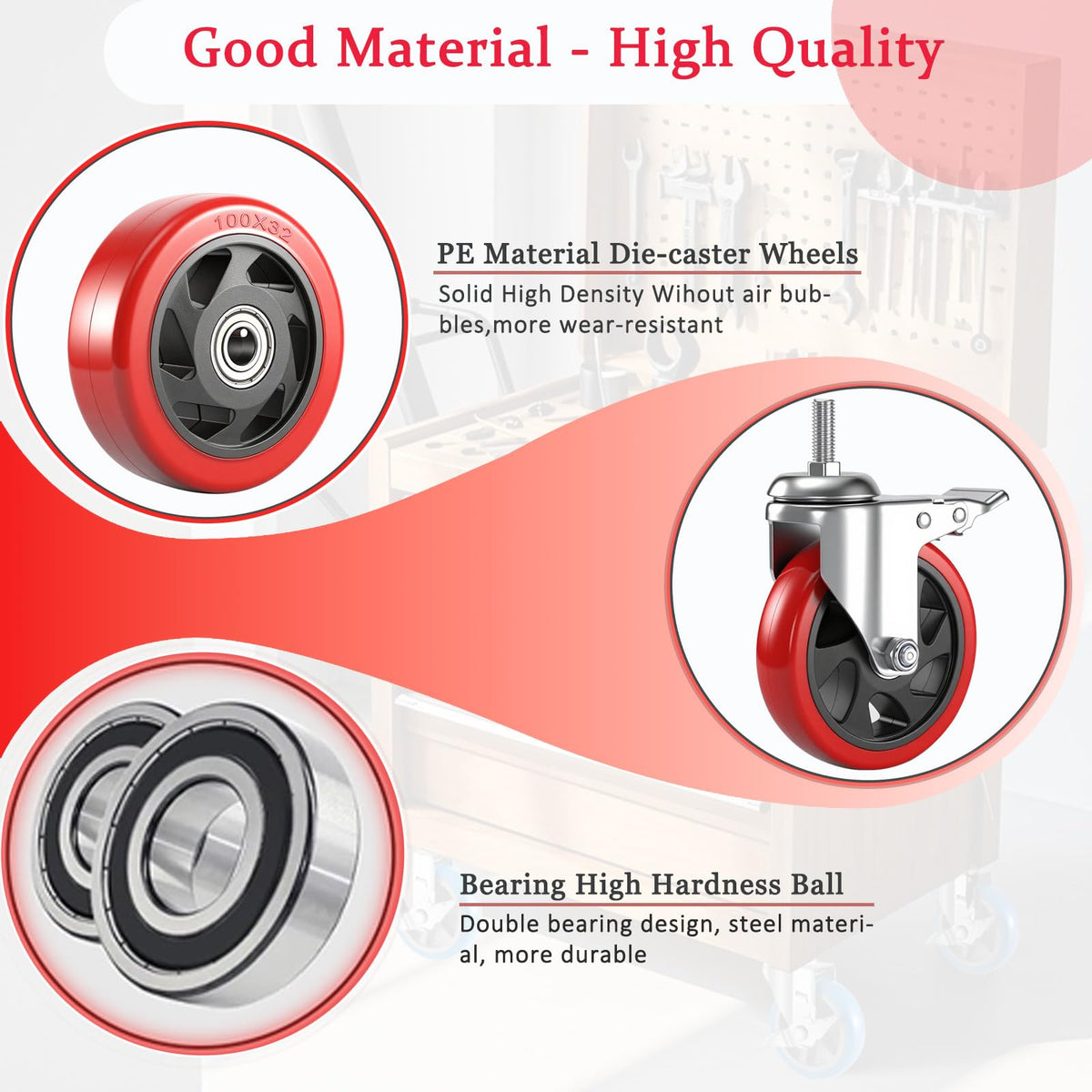 Julang 4-inch caster wheel reduces effort when moving heavy loads