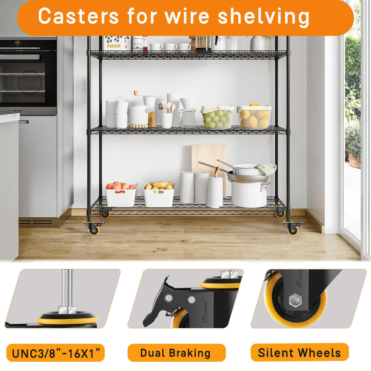 Julang floor-friendly PE wheels protect wood and tile floors