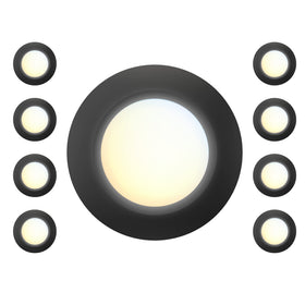 JULLISON 8-pack 6-inch black LED disk light, front view for flush ceiling installation