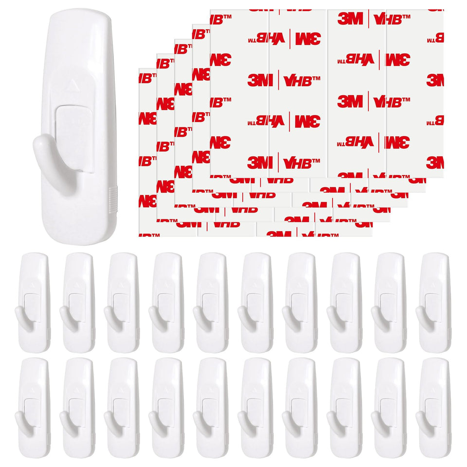 JulyWind adhesive wall-strip hook set secures items on smooth surfaces.