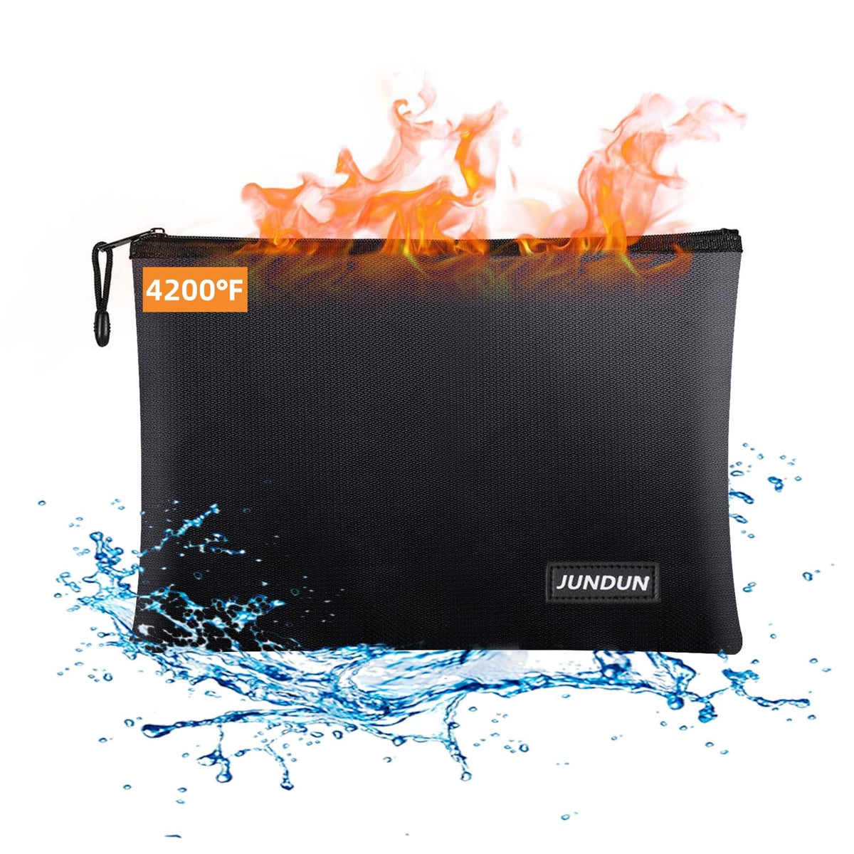 JUNDUN fireproof bag with aluminum lining protects documents from heat