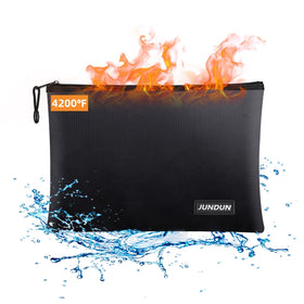 JUNDUN fireproof bag with aluminum lining protects documents from heat
