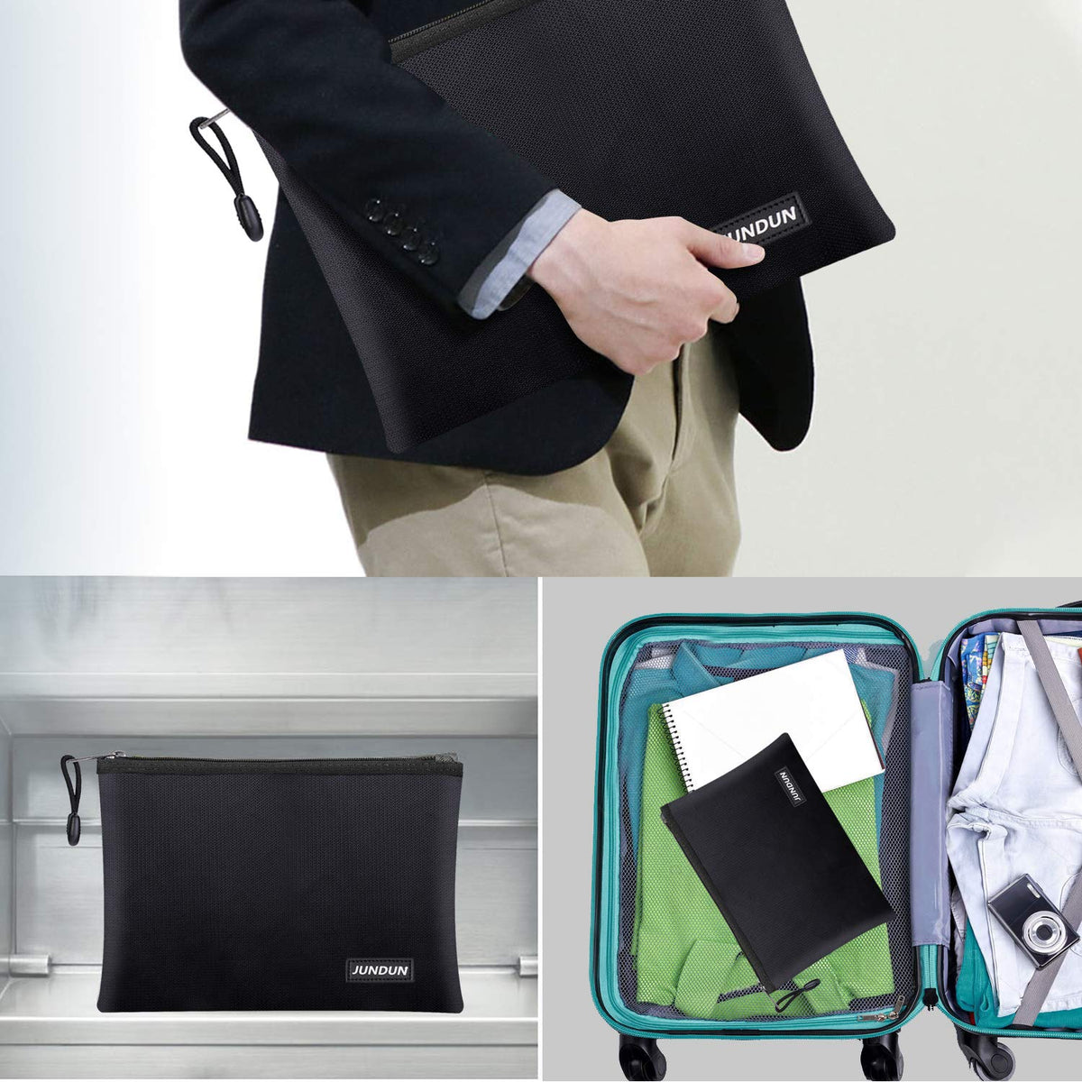Night reflective strip on JUNDUN fireproof bag improves visibility