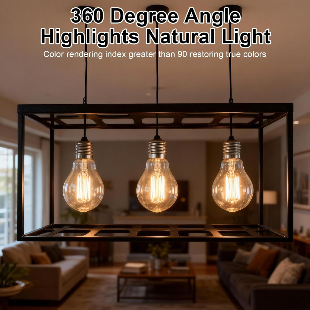 JUNFMLY A19 100W equivalent providing bright, warm glow