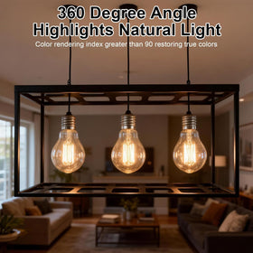 JUNFMLY A19 100W equivalent providing bright, warm glow