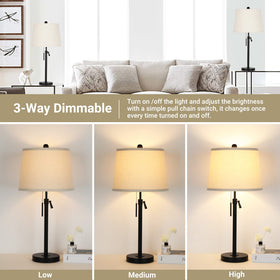 JUNNAI 3-way dimmable lamps with pull chain ideal for bedrooms and offices.