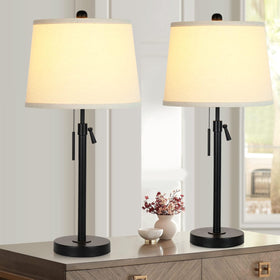 JUNNAI bedside lamps 2-pack tall black design enhances living room ambiance and stability.
