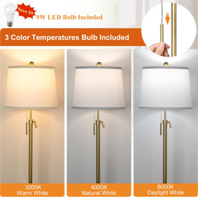 JUNNAI Gold Floor Lamp offers 3 color temperatures for cozy to bright task lighting