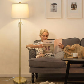 JUNNAI Gold Floor Lamp in a living room setting