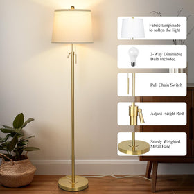 JUNNAI Gold Floor Lamp slim design fits tight corners without sacrificing light