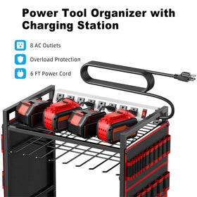 JUNNUJ cart with side pockets and multiple shelves for tool storage.
