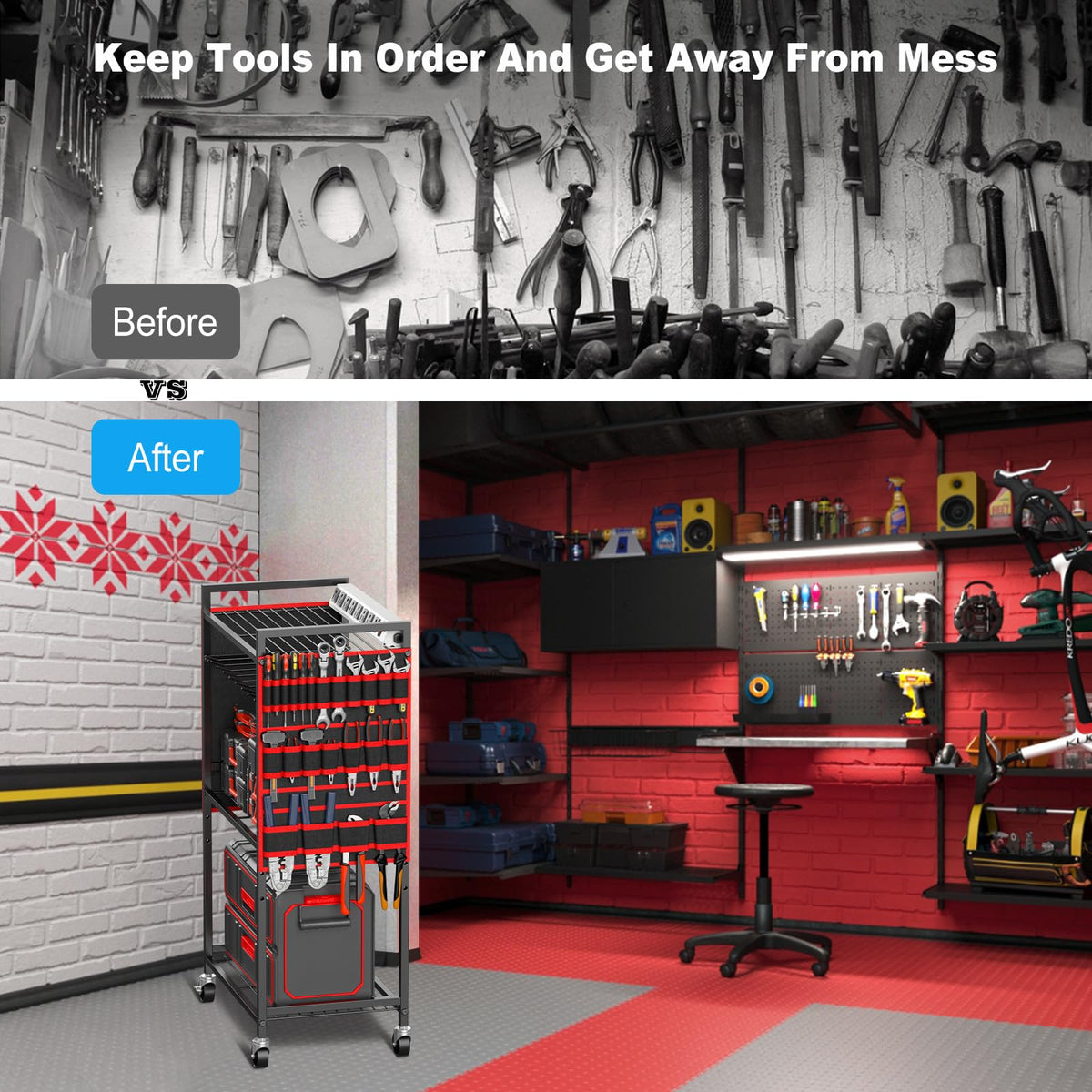 JUNNUJ premium iron frame supports heavy-duty use in garages.