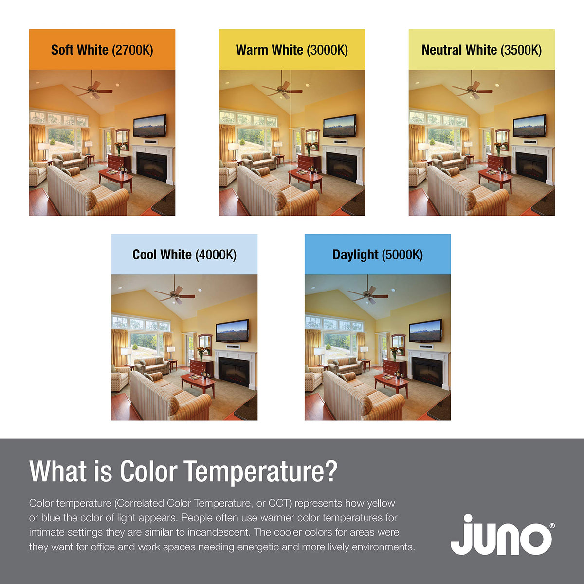 Juno E Series deep-regressed lens reduces glare for comfort.