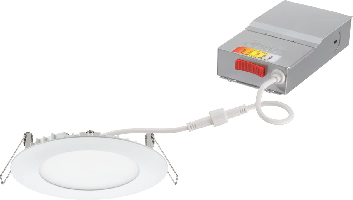 Juno LED wafer downlight 4-inch for tight ceilings with even illumination.