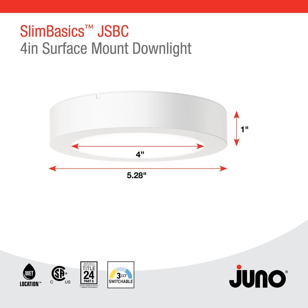 Juno SlimBasics edged-trim matte white finish blends seamlessly with ceilings