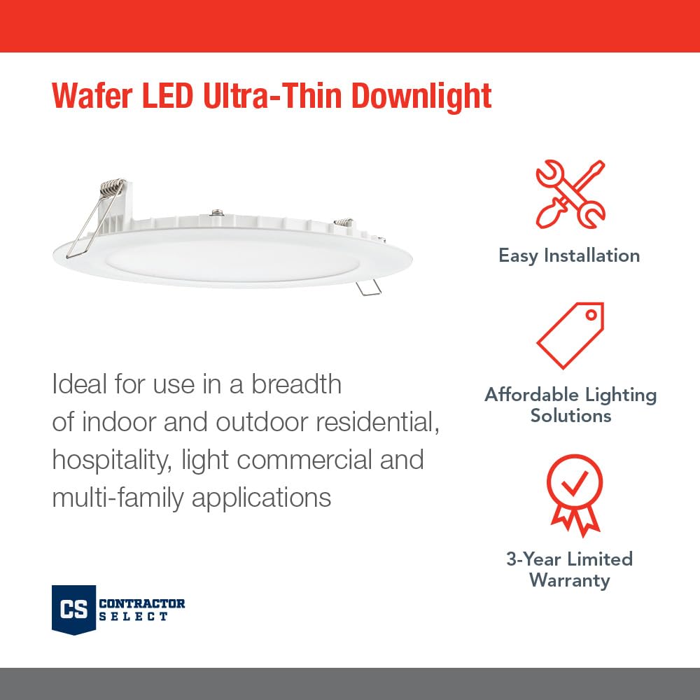 Juno wafer downlight 4in side view showing slim profile for tight ceilings.